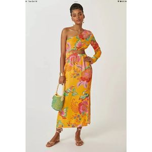 Farm x Anthropologie Single-Shoulder Printed Maxi Dress Size S